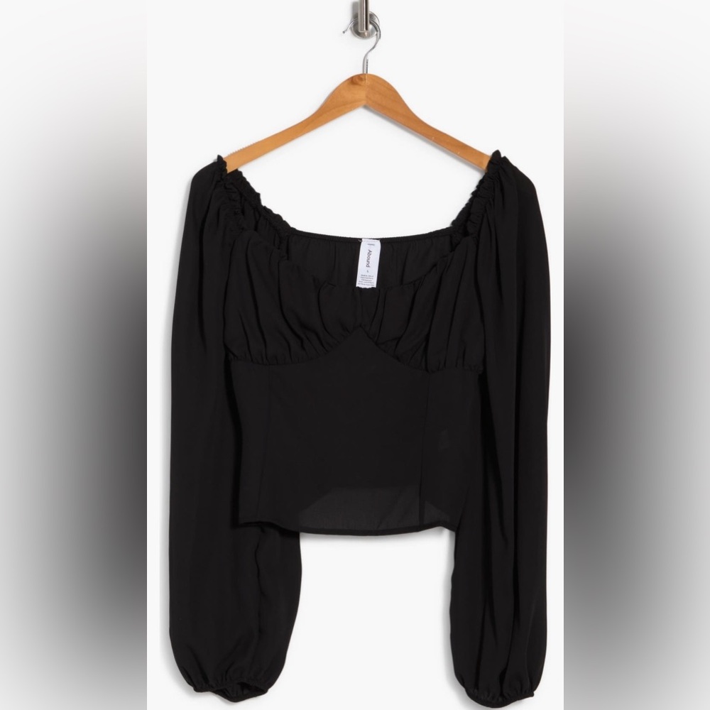 Abound Woven Bustier Long Sleeve Top